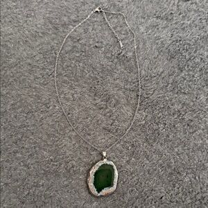 Elegant Silver and Green Seaglass Pendant Necklace